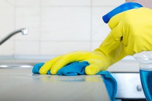 Local carpet cleaning team working in a Stockwell business property